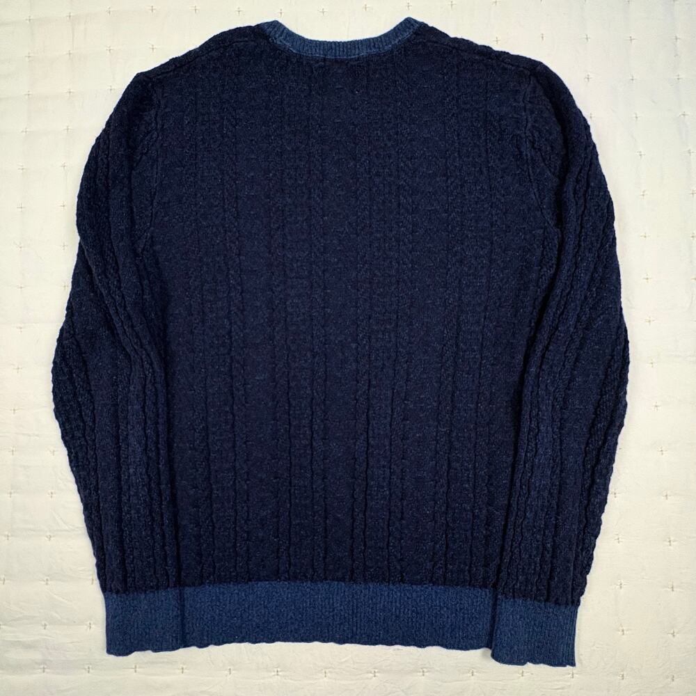 Lucky Brand True Indigo Cable Knit Sweater Men's L Blue Casual Preppy - Picture 2 of 9